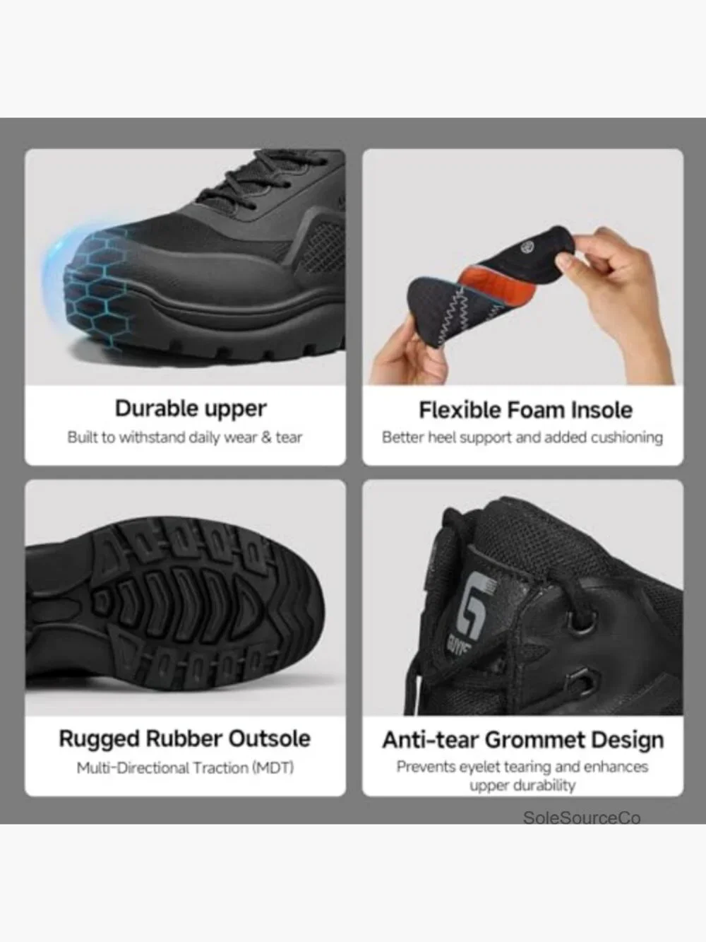 Steel Toe Work Boots Men Breathable Safety Shoes Puncture Resistant Lace Up